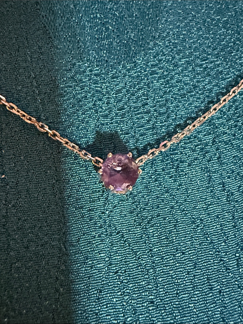 Delicate amethyst Gem Solitaire and Sterling silver Necklace